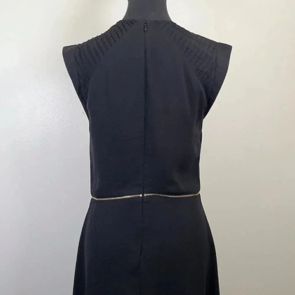 Sandro Paris Fit And Flare Gold Tone Waist Chiffon Black Dress - Picture 3 of 16